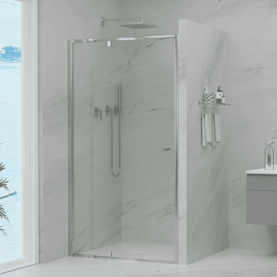 Semi-Frameless Pivot Screen Front Panel 1220-1300mm Chrome