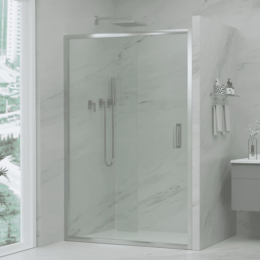 Semi-Frameless Sliding Screen Front Panel 1200-1300mm Chrome
