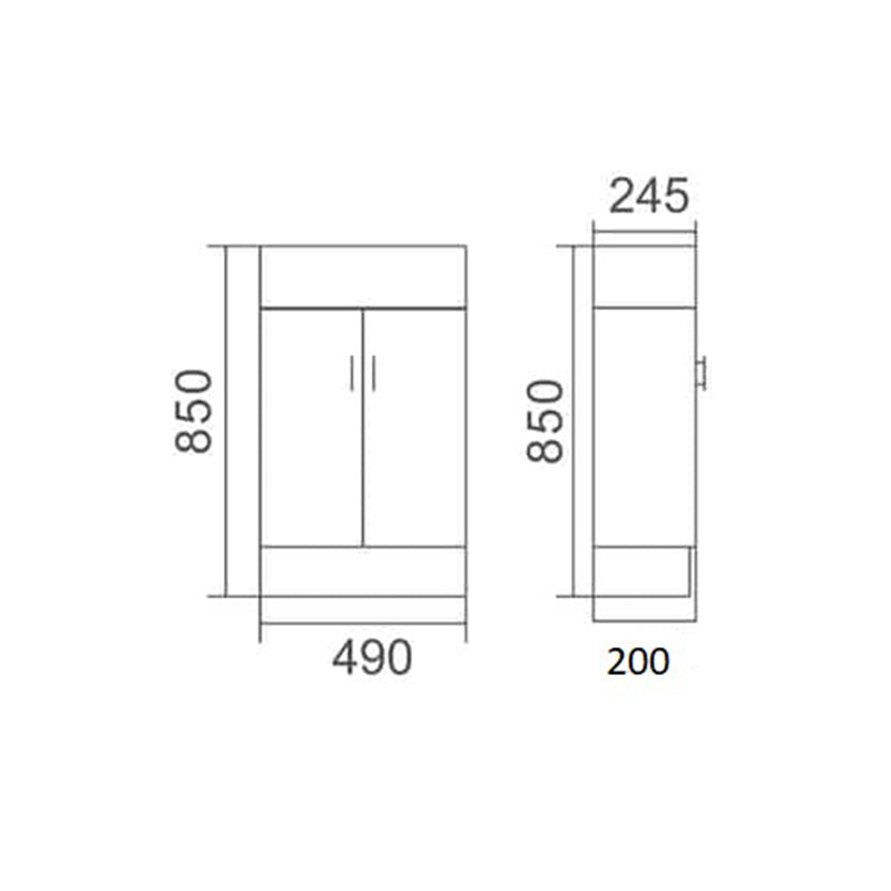 TINY 500 Ceramic Top 1 Taphole 2 Soft Close Doors White Gloss Finish Reversible Ceramic Top 490x850x250mm