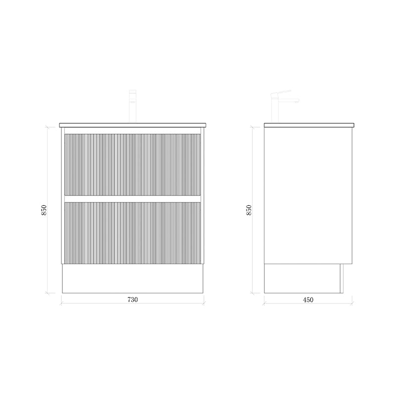 BONDI 750 Floor Standing Vanity with Ceramic Top 730x450x850mm