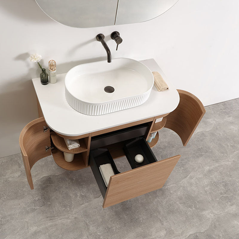 MILAN 900 Wall Hung Vanity with Stone Top 890x500x460mm