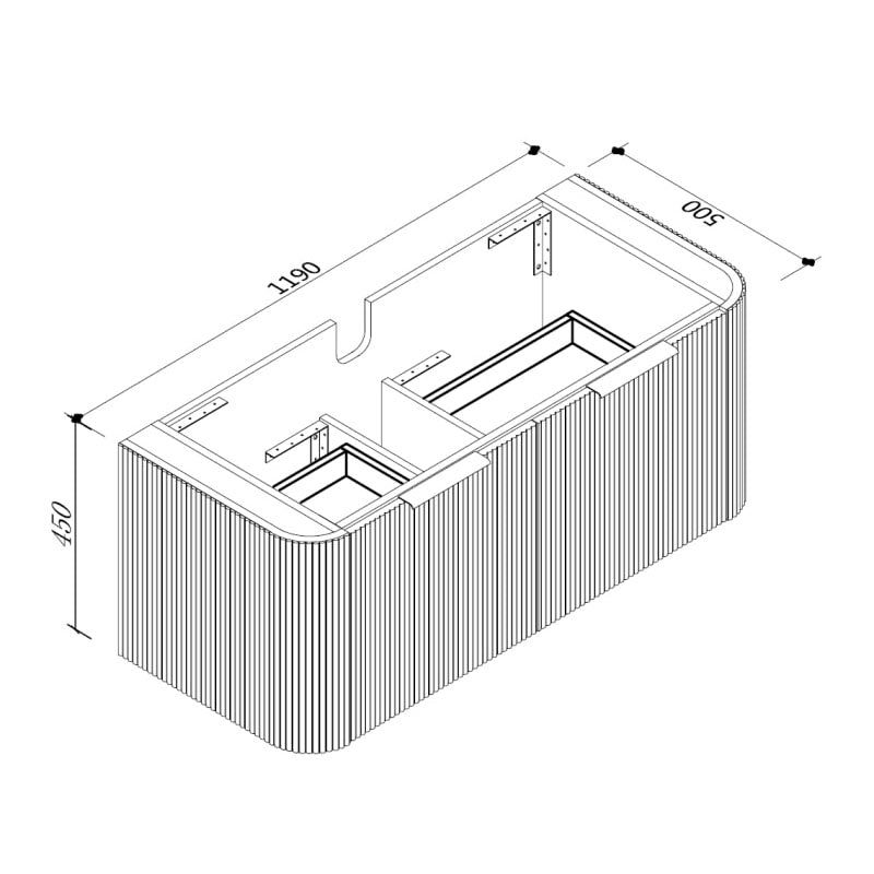 PIAZA 1200 Wall Hung Vanity with Stone Top 1190x500x450mm