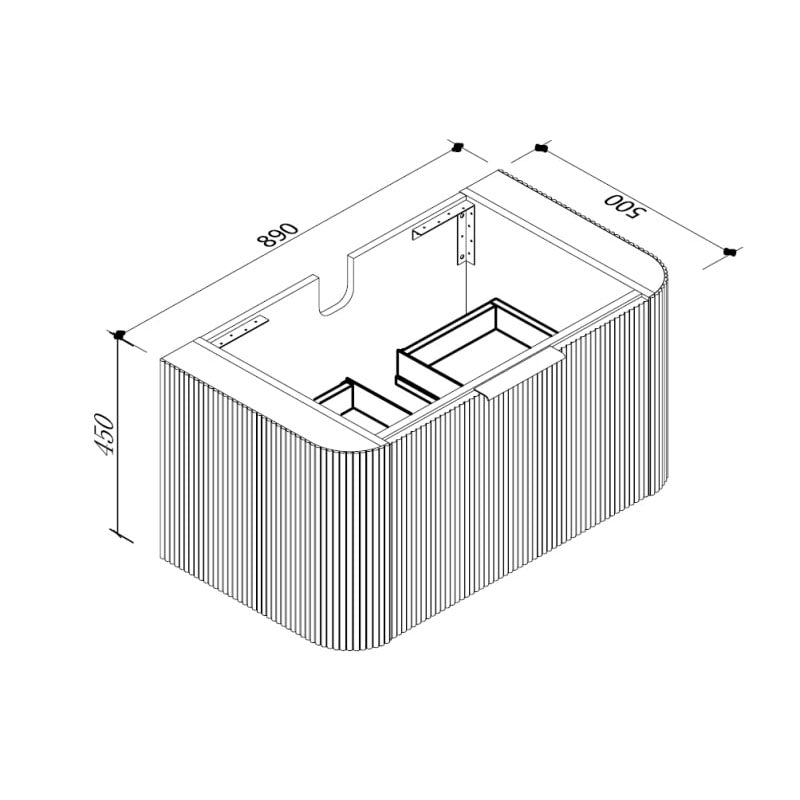 PIAZA 900 Wall Hung Vanity with Stone Top 890x500x450mm