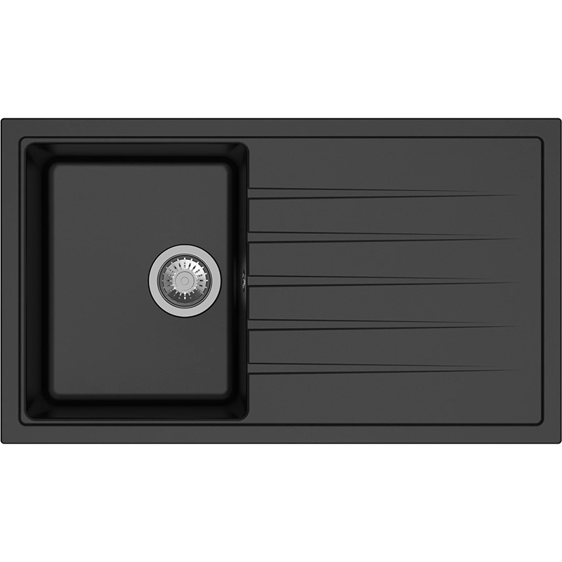 Carysil Vivaldi Single Bowl with Drainer Granite Kitchen Sink Black 780x500x205mm