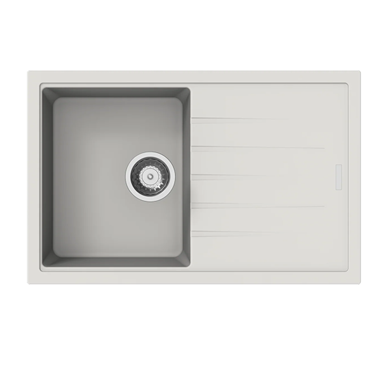 Carysil Vivaldi Single Bowl with Drainer Granite Kitchen Sink White 780x500x205mm