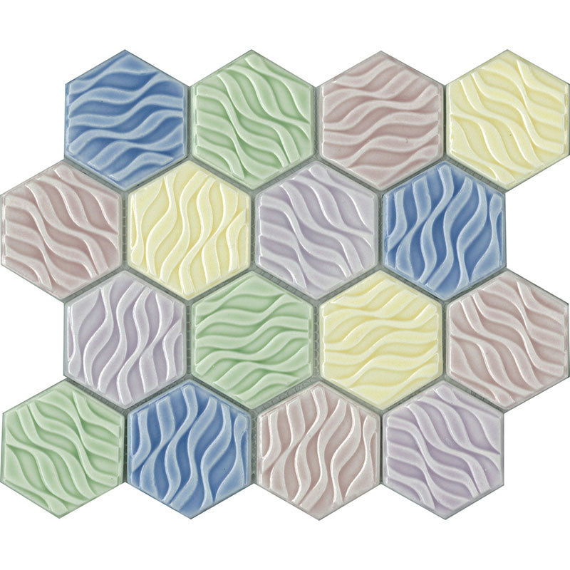 WAVE SORBET MIX HEXAGON GLOSS 73X73