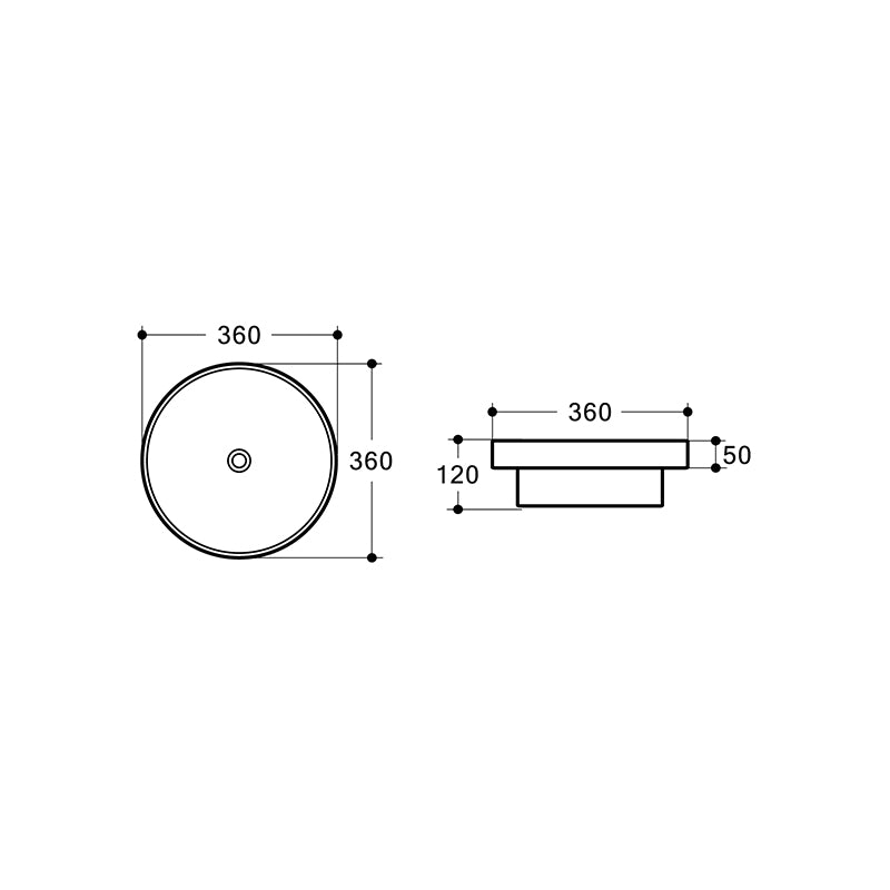 JESS Half Insert Basin in Gloss White Finish 360x360x120mm