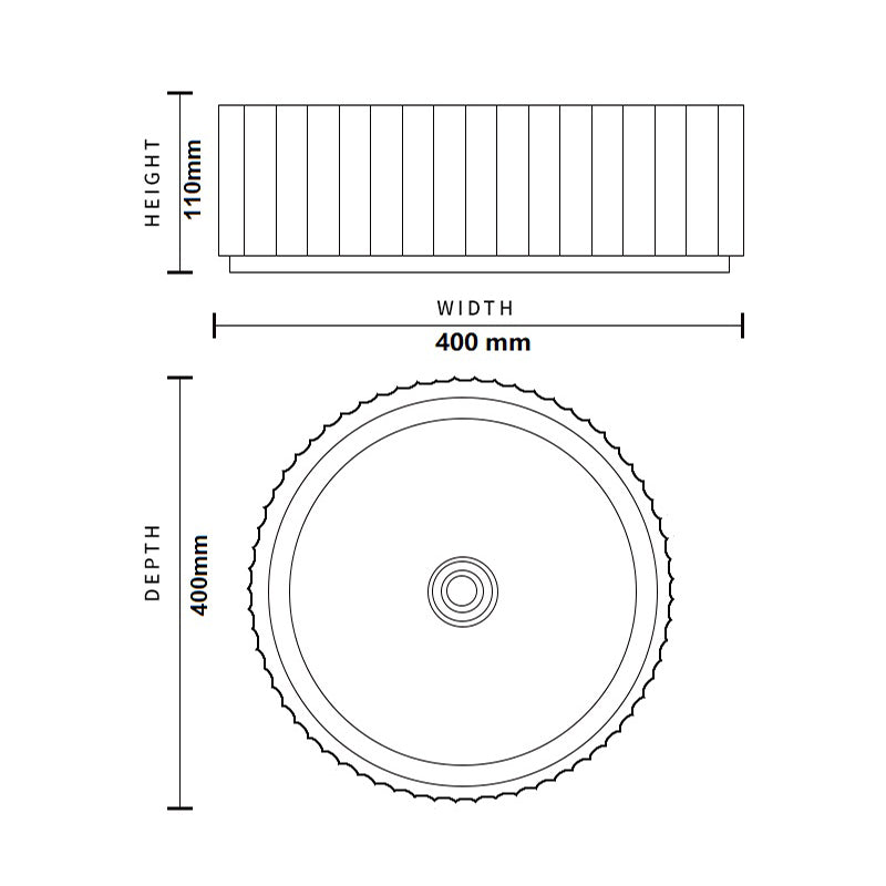 PIAZA Above Counter Basin in Matte White 400x400x110mm