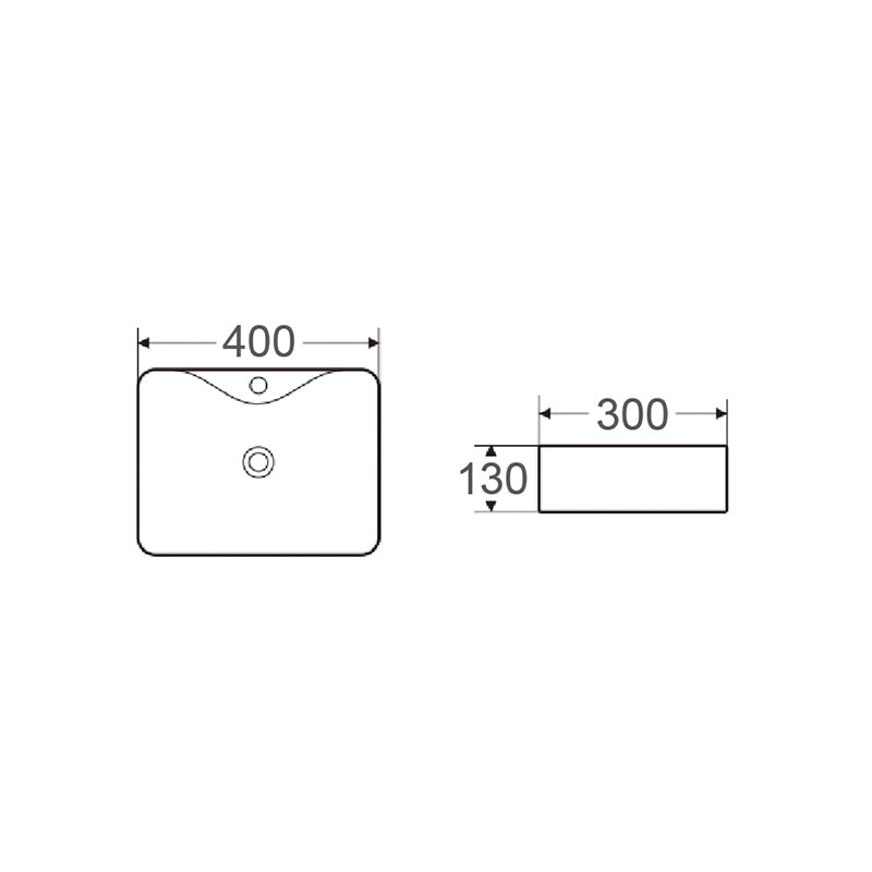 BRONTE II Above Counter Basin Glazed Back Gloss White 400x300x130mm