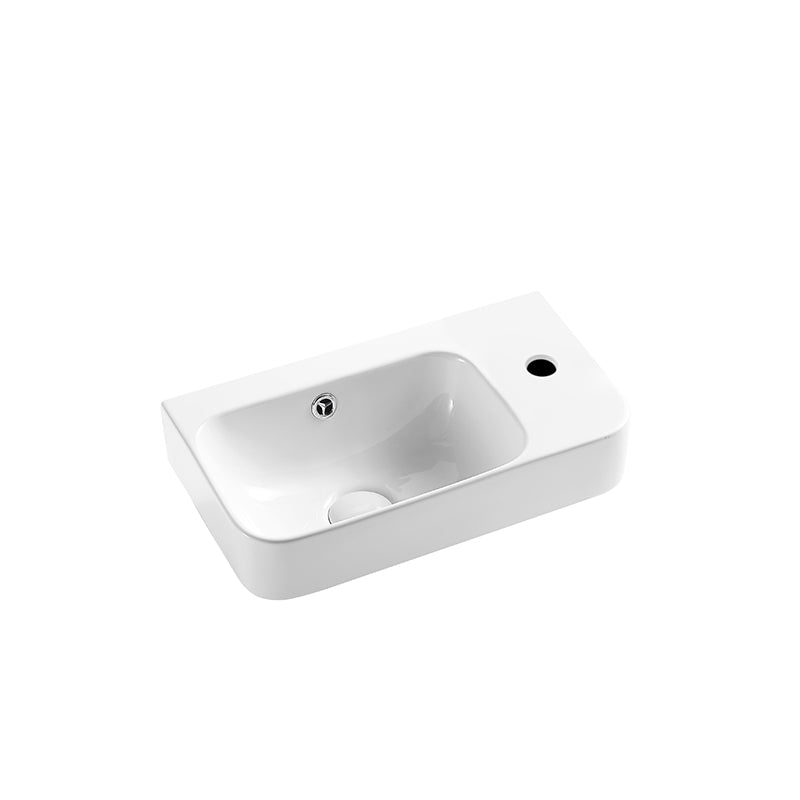 MILAN Wall Hung Basin with Brackets - RH Tap Hole Gloss White 450x260x160mm