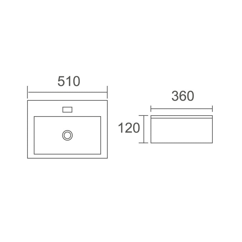 ACQUA Above Counter Basin Gloss White 510x360x120mm