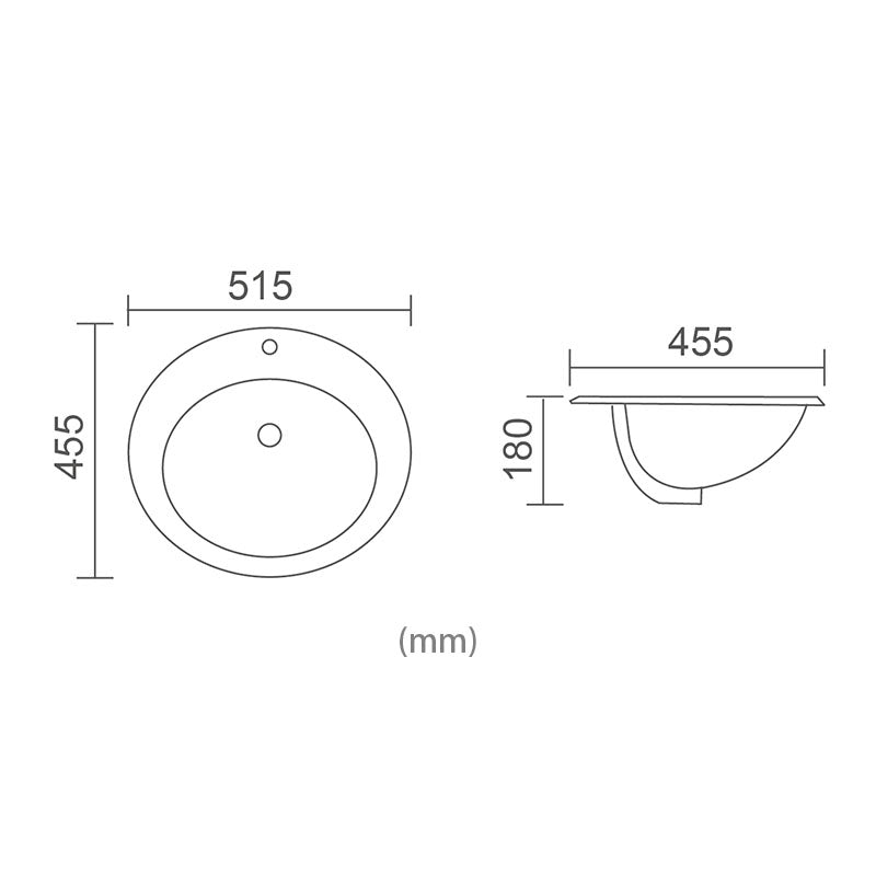 VICTORIA II 1TH Insert Basin Gloss White 515x455x180mm