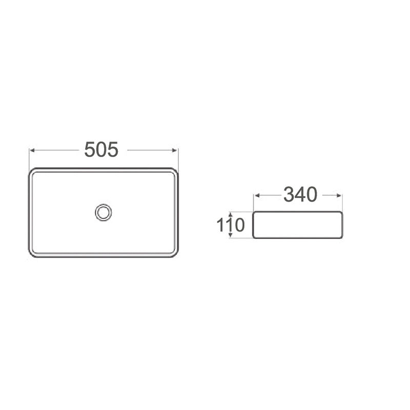 DIOR-II Above Counter Basin in Matte White Finish 505x340x110mm