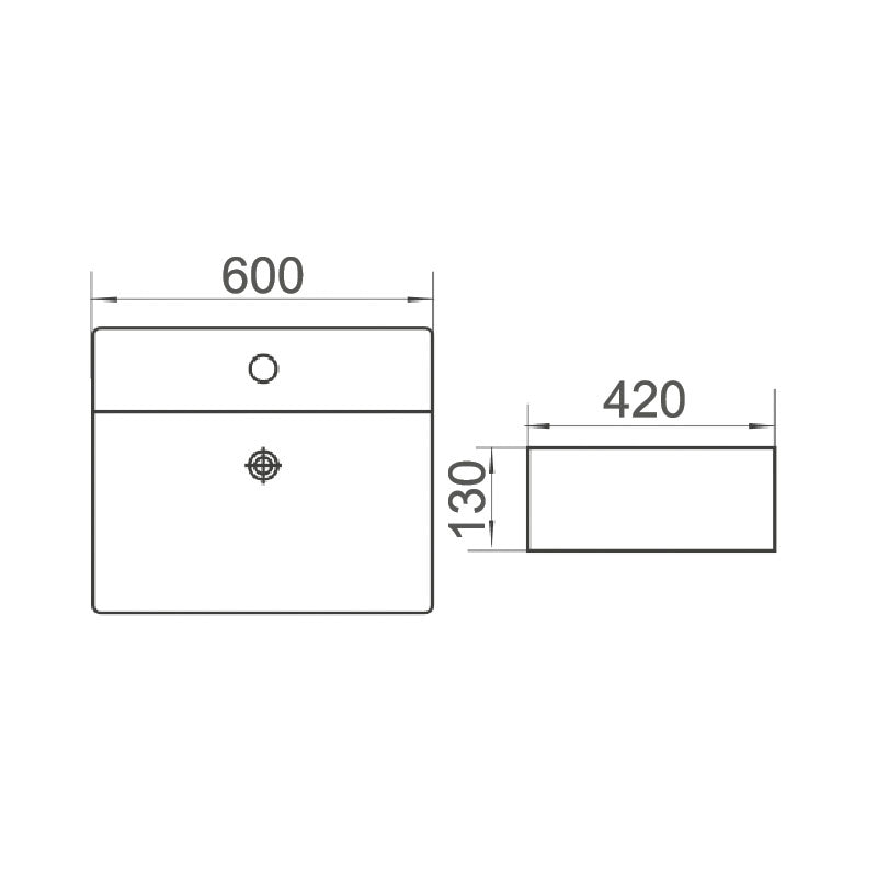 BRAVO Above Counter Basin Gloss White 600x420x130mm