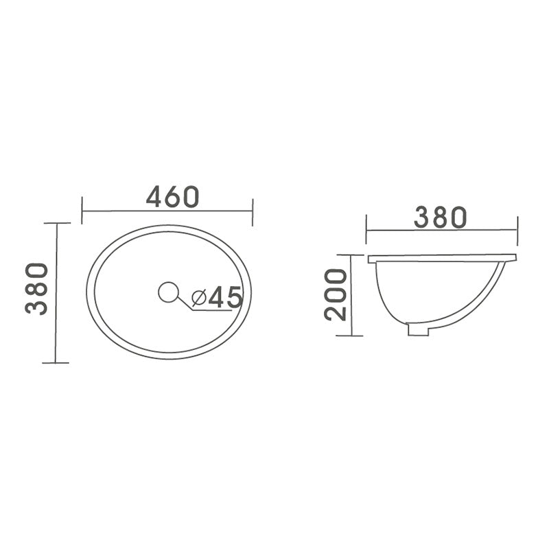 SOTTO Under Counter Basin Gloss White 460x380x200mm