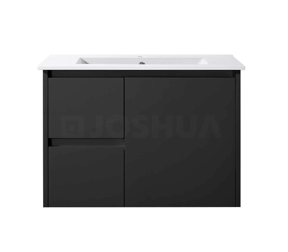 Sierra(Hung) Series Matt Black Overall 730X355X520mm VANITY SET With Ceramic Slimline Top (UV32)
