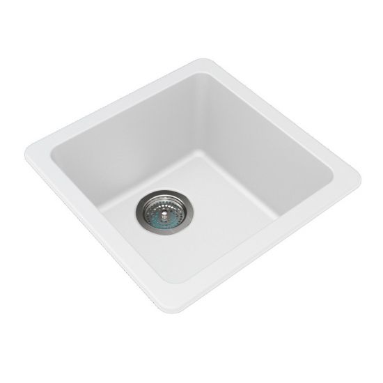 Granite Quartz Stone Kitchen/Laundry Sink Single Bowl Top/Under Mount White 422x422x203mm