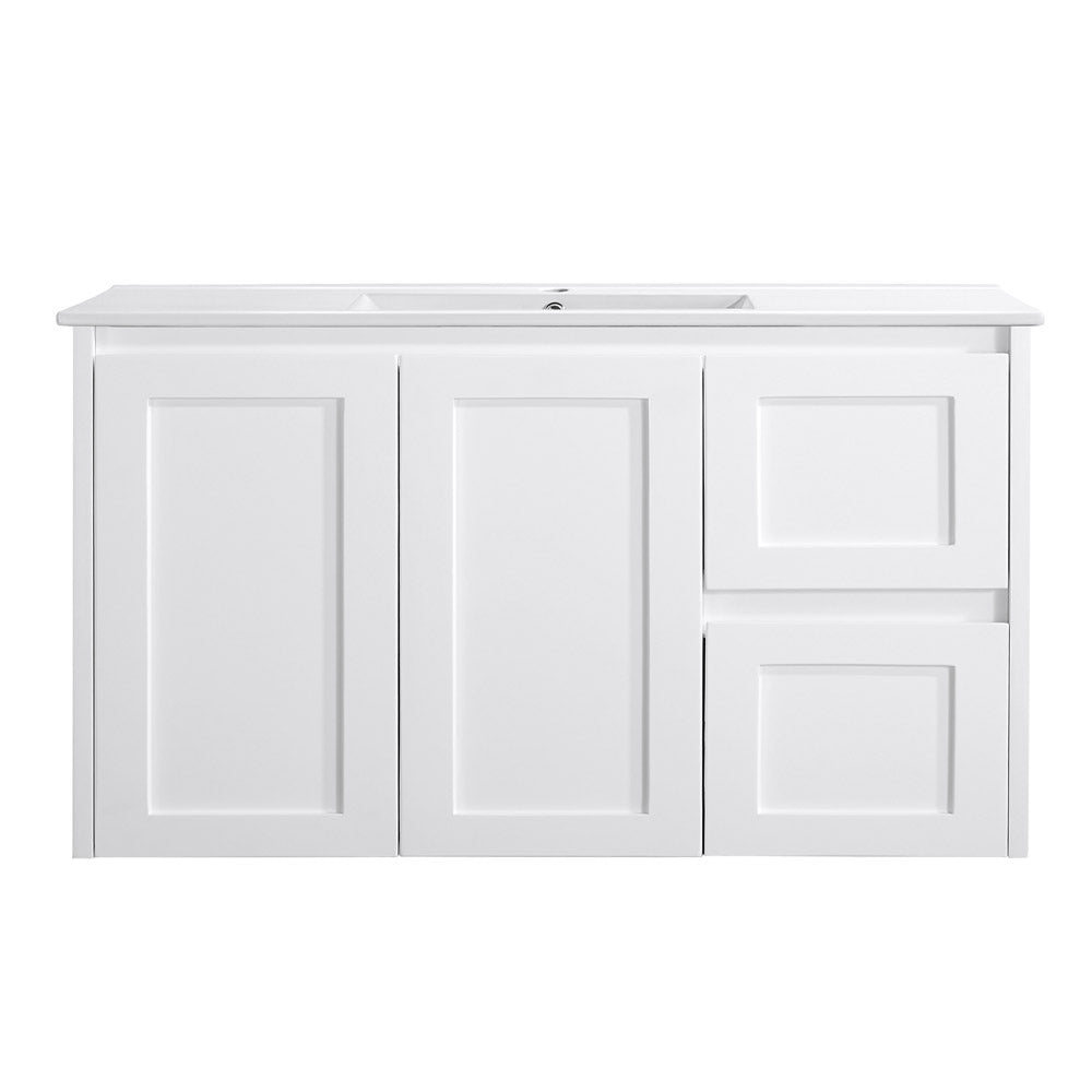 Vintage (Hung) Series Single Bowl Right Hand Drawer Matt White 900mm CABINET ONLY