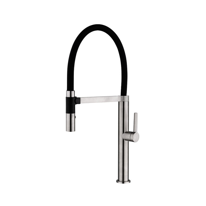 ROMEO Brushed Nickel Sink Mixer with Black Hose