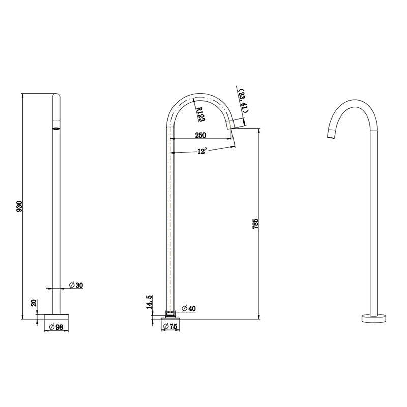 JESS Floor Mounted Bath Filler in Matte Black