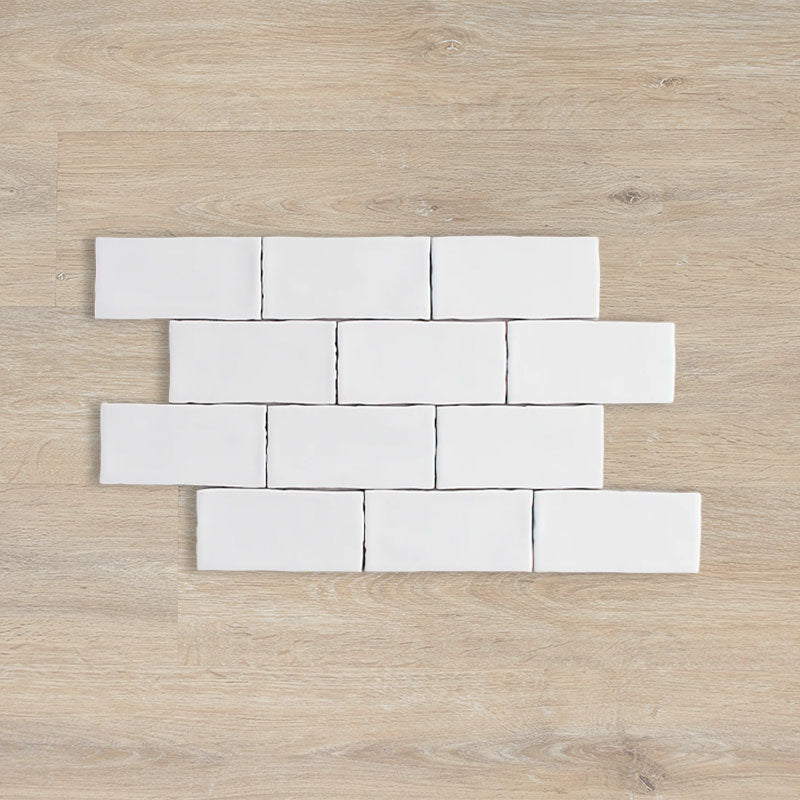 LODGE SUBWAY WAVY EDGE MATT WHITE WALL 75X150MM