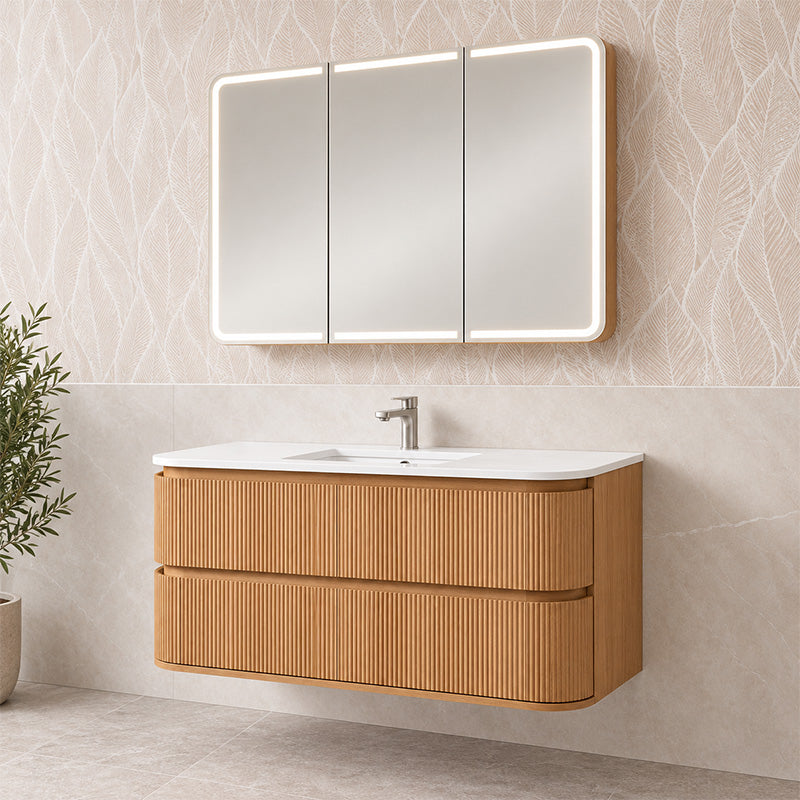 Windsor Series Wall Hung Vanity Rosewood 1180x455x540mm With Flat Stone Top