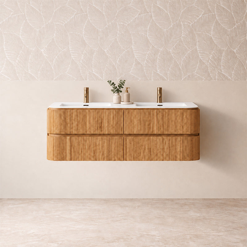 Windsor Series Wall Hung Vanity Rosewood Double Bowls 1480x455x540mm Cabinet Only