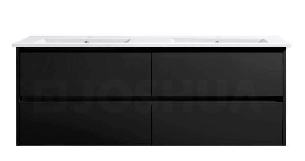 Moddra(Hung) Series Matt Black Overall 1480x455x540mm VANITY SET With Stone Top & Ceramic Undermount Basin