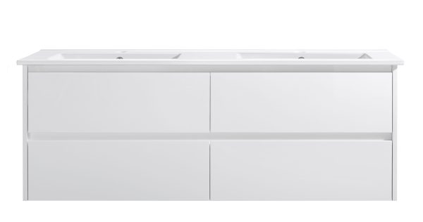 Moddra(Hung) Series Gloss White Overall 1480x455x540mm VANITY SET With Flat Stone Bench Top
