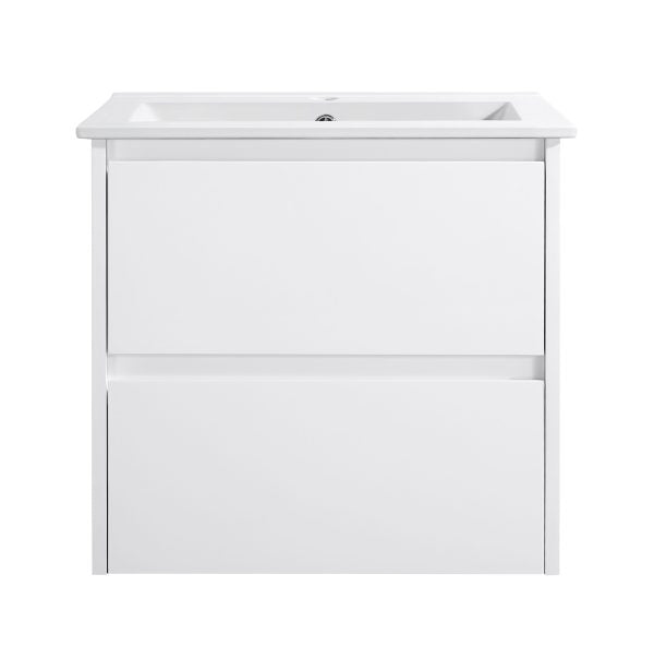Moddra(Hung) Series Matt White Overall 580x455x540mm VANITY SET With Ceramic Slimline Top (UV31)