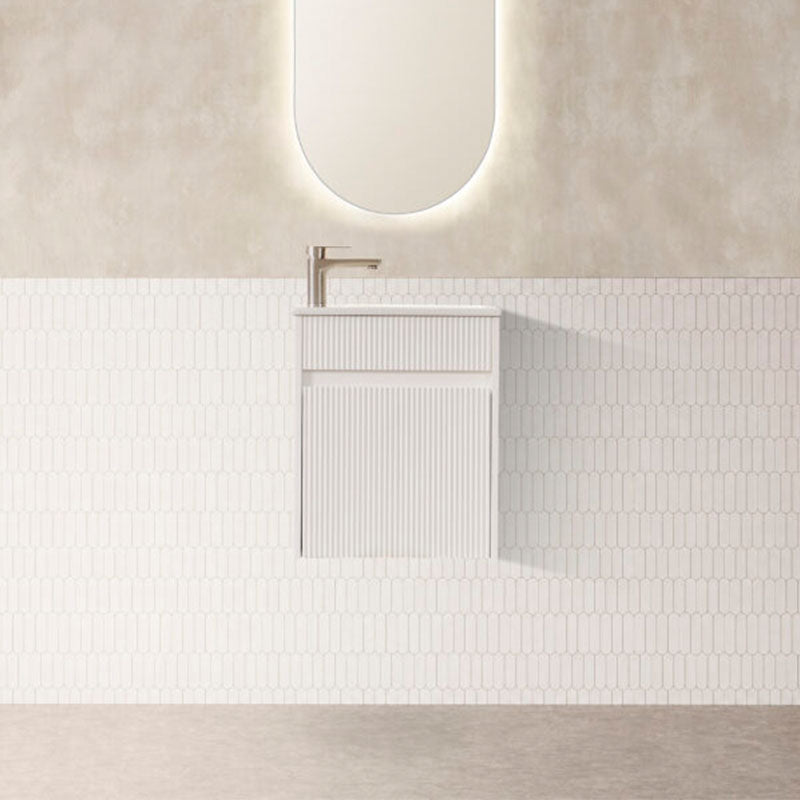 York Collection Wall Hung Vanity Matt White 453x247x540mm With Gloss White Ceramic Top