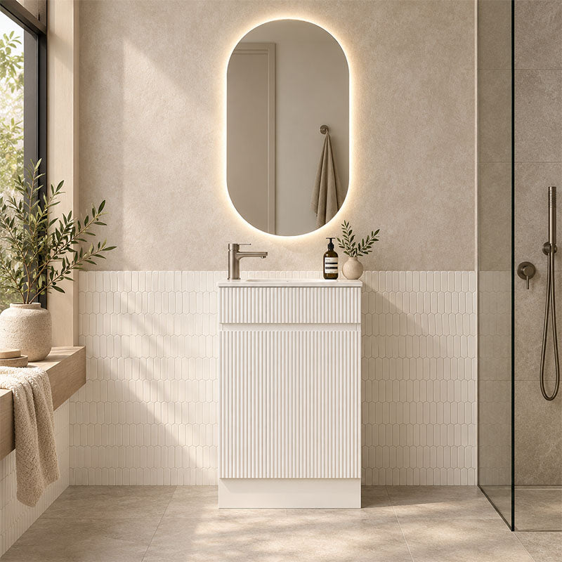 York Collection Free Standing Vanity Matt White 453x247x855mm Cabinet Only