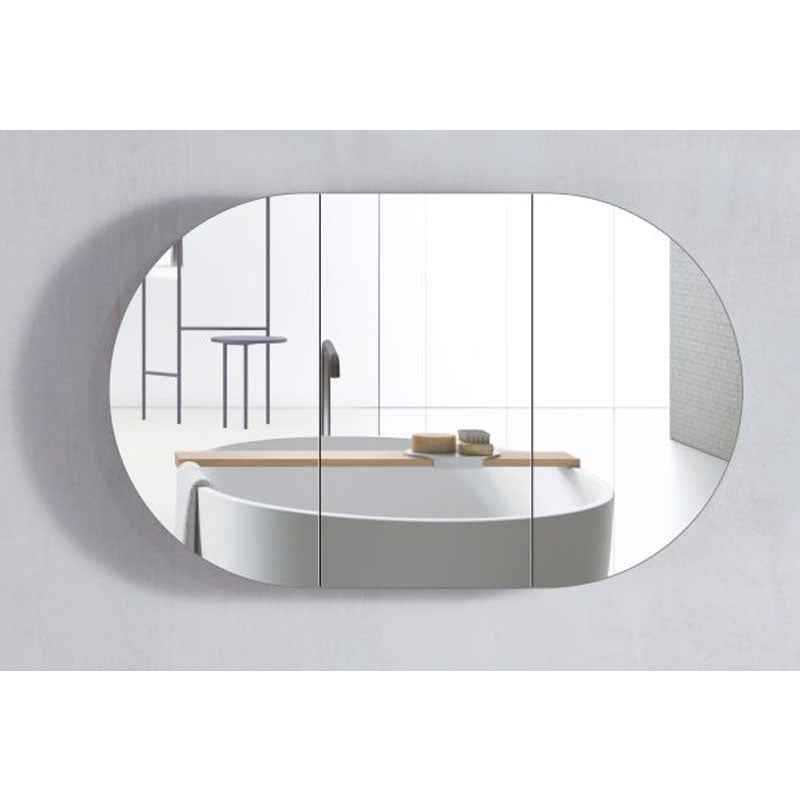 Amber Collection Oval Shaving Cabinet Matt Black 1200x750x116mm