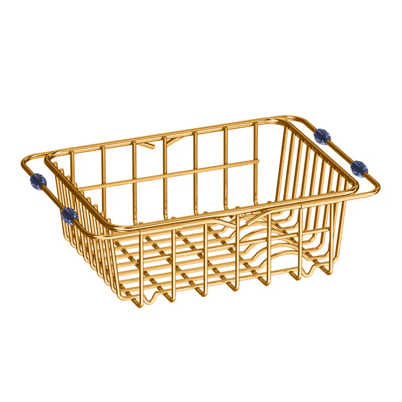Flexible Stainless Steel Sink Basket/Dish Rack Brushed Gold