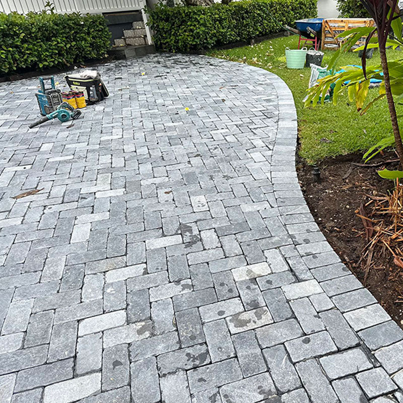 Limestone Belgium Blue Sandblasted Cobbles 100x100x20mm