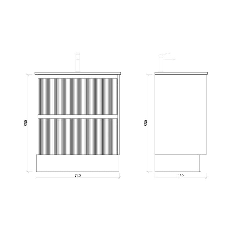BONDI 750 Floor Standing Vanity Cabinet Only 730x450x850mm