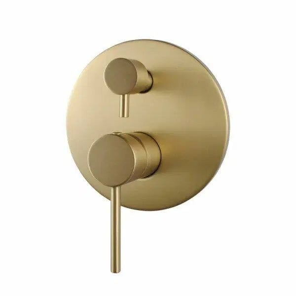 LUCID PIN Series Round Wall Mixer with Diverter (color up) Brushed Brass