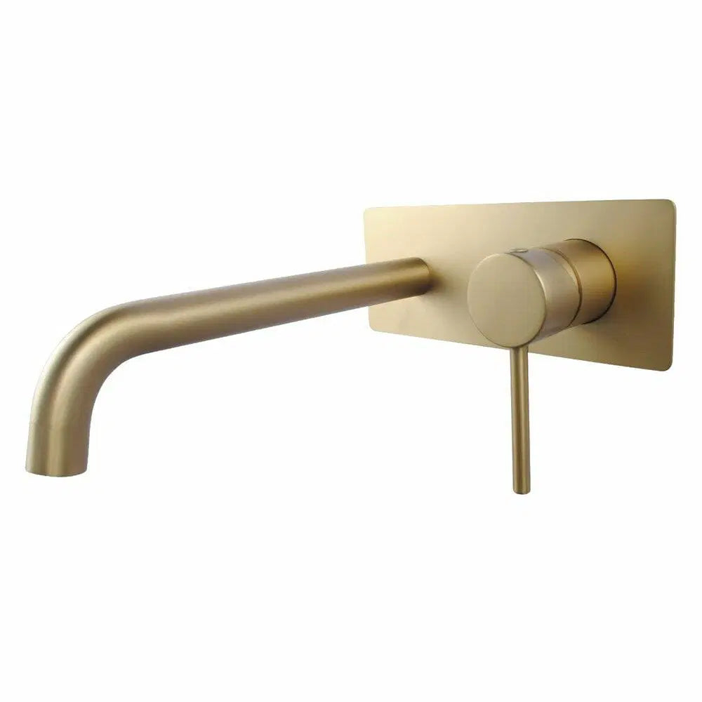 LUCID PIN Series Wall Mixer With Spout (color up) Brushed Brass
