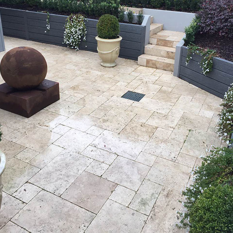 Travertine Classic Tumbled And Unfilled Dropface 610x406x30/60mm