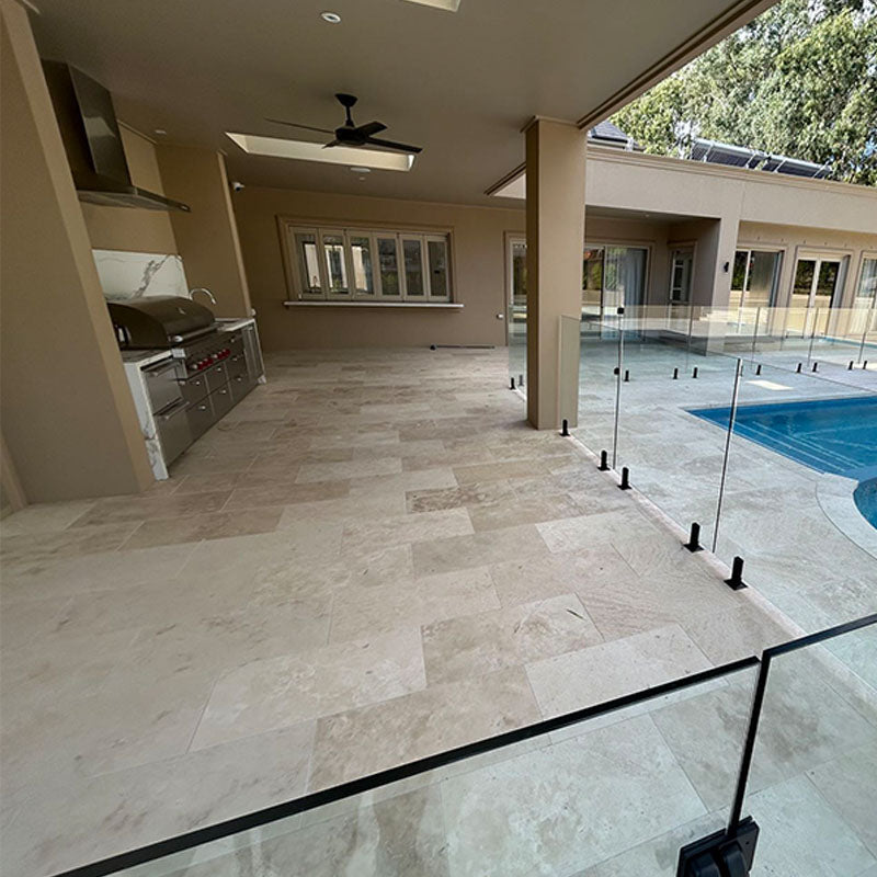 Travertine Classic Tumbled And Unfilled Paving 610x406x30mm