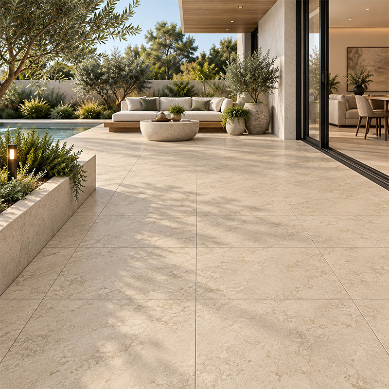 Travertine Cross Cut Beige Matt (In&Out) 600x600