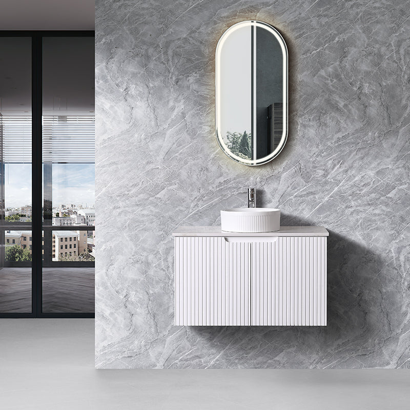 Duplex Collection Series Wall Hung Double Bowl Matt White 1480×455×520mm Vanity with Stone Top & Ceramic Undermount Basin
