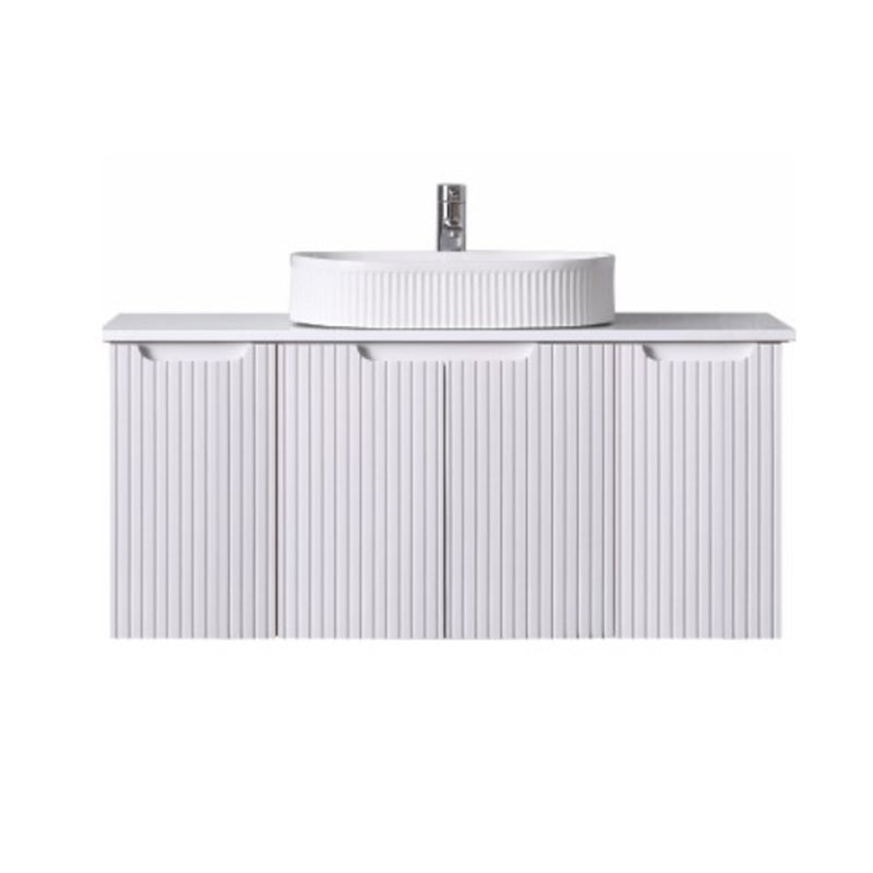 Duplex Collection Series Wall Hung Single Bowl Matt White 1480×455×520mm Vanity with Ceramic Slimline Top (UV31)