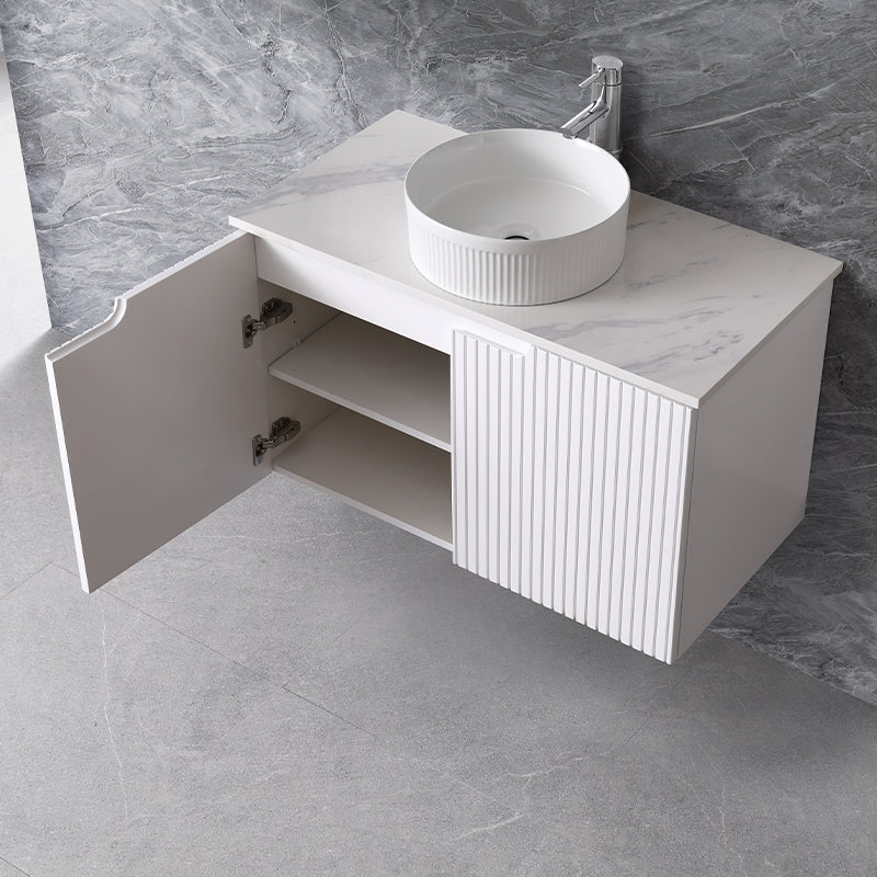 Duplex Collection Series Wall Hung Double Bowl Matt White 1480×455×520mm Vanity with Stone Top & Ceramic Undermount Basin