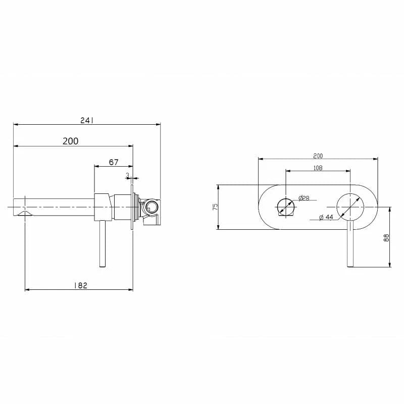 LUCID Round Bathtub/Basin Wall Mixer With Spout(Color up) (extension part) Black