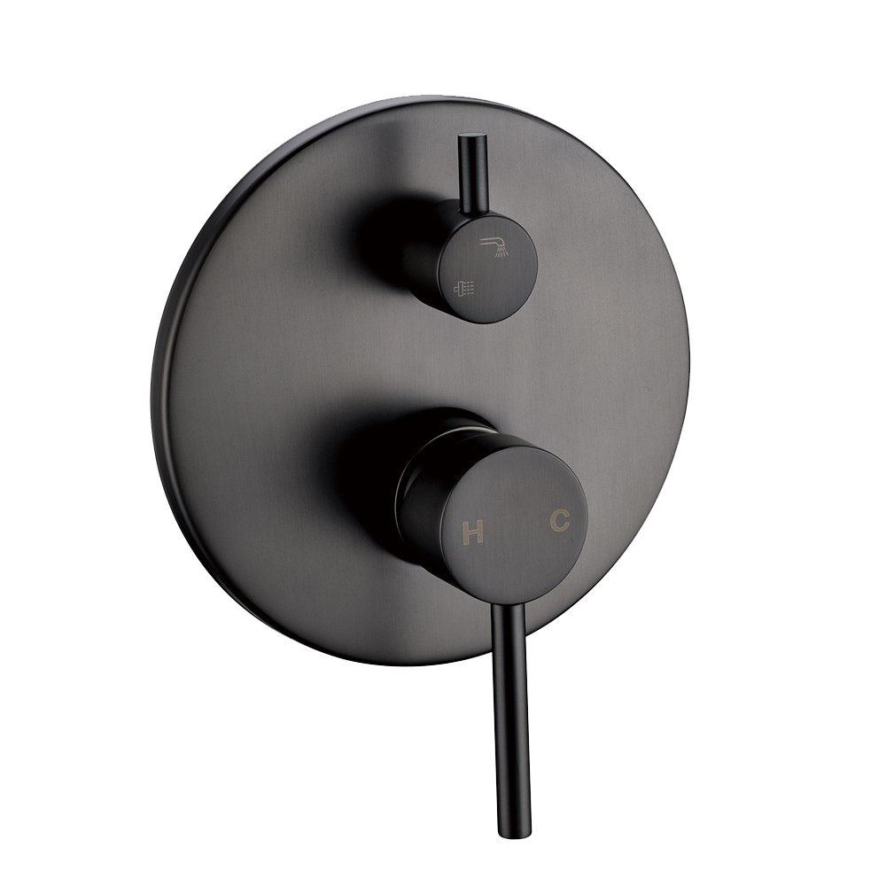 LUCID PIN Series Round Gun Metal Wall Mixer with Diverter(color up)