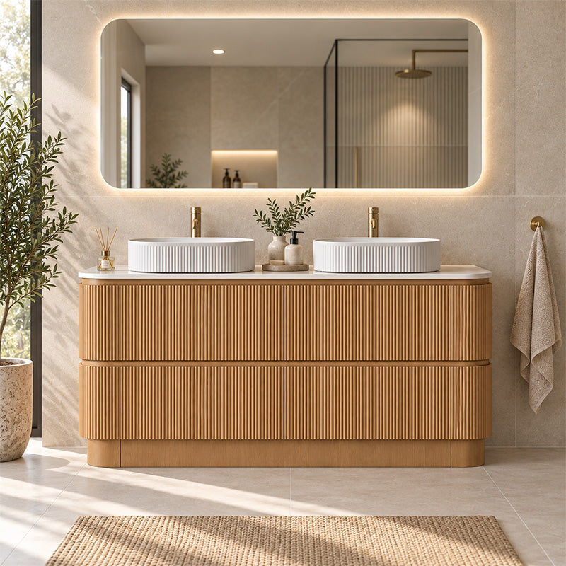 Kingsley Series Free Standing Vanity Rosewood Double Bowl 1480x455x855mm Cabinet Only
