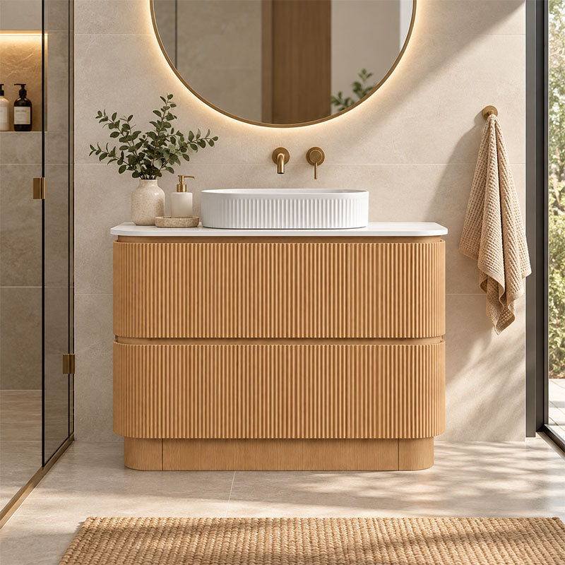 Kingsley Series Free Standing Vanity Rosewood 880x455x855mm With Flat Stone Top