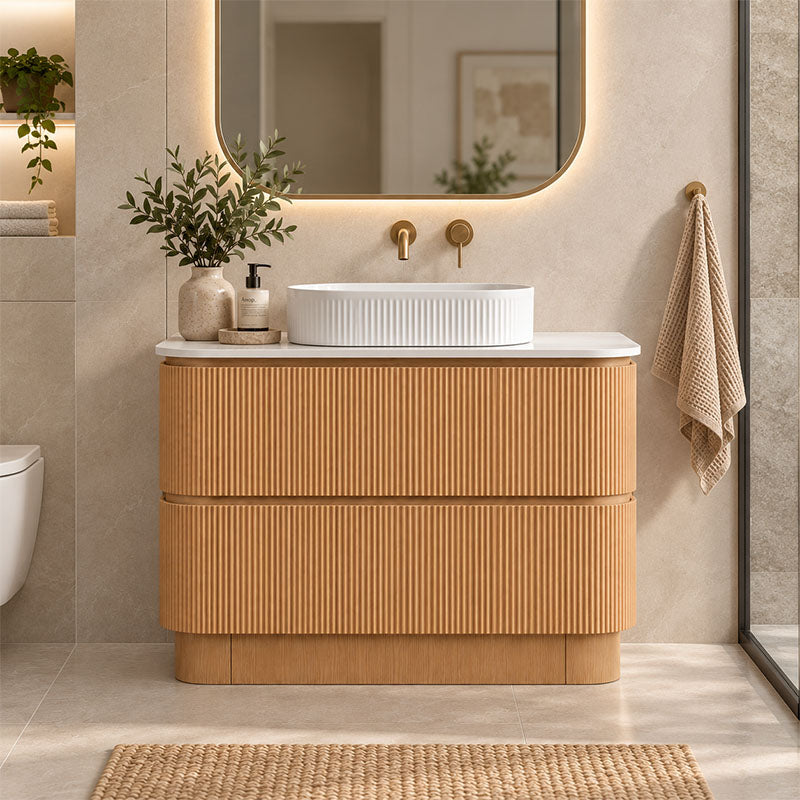 Kingsley Series Free Standing Vanity Rosewood 880x455x855mm With Flat Stone Top
