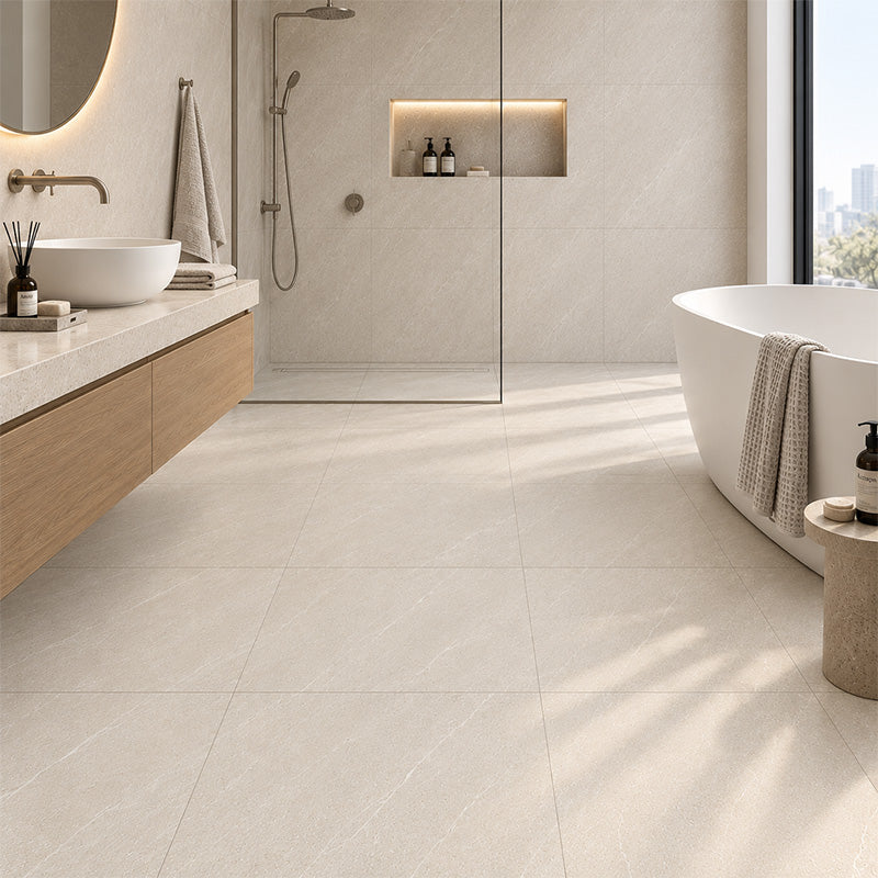 Lodge Stone Ivory Matt 600x600